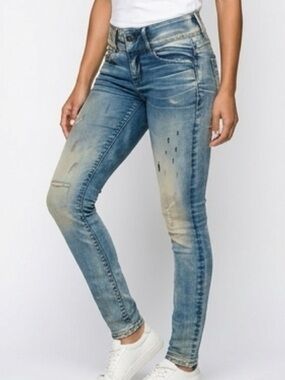 G Star Raw Distressed Blue Denim Skinny Jeans